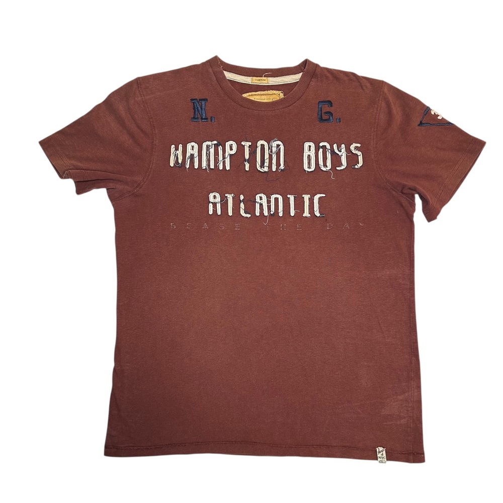 N G Hampton Boys Atlantic T Shirt Mens Red Graphic Short Sleeve Cotton Blend‎